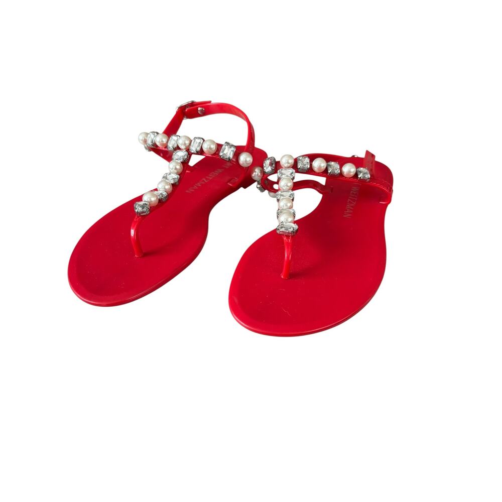 Stuart Weitzman Goldie Jelly Sandals Red Size 8 Crystal Bead